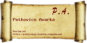 Petkovics Avarka névjegykártya